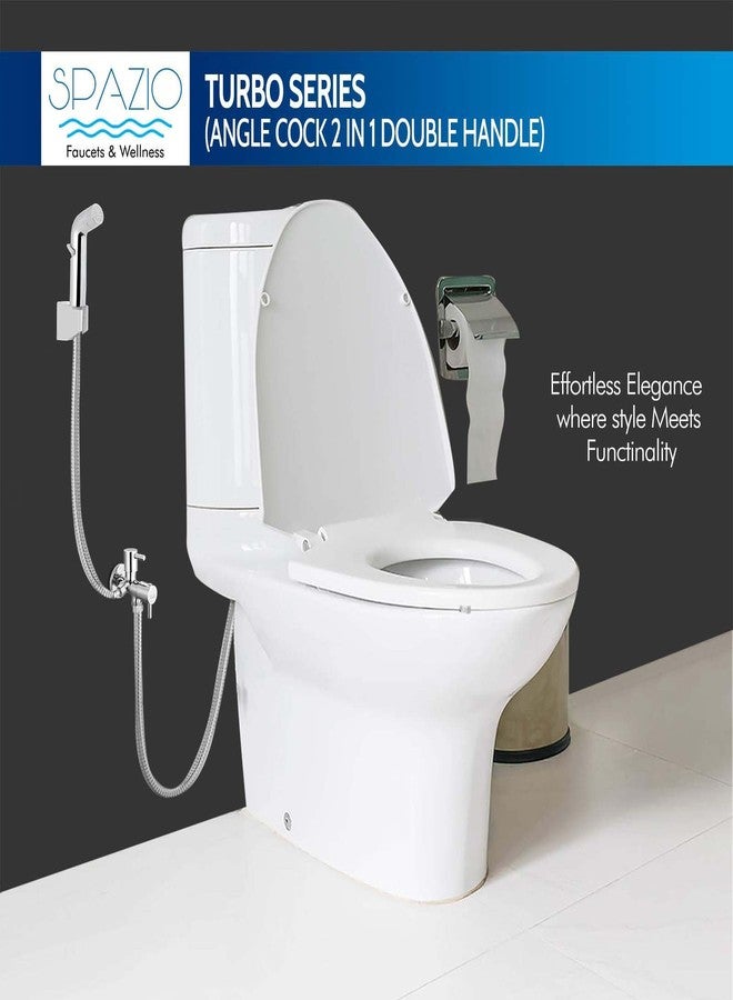 SPAZIO صنبور زاوية Spazio Turbo Series 2 في 1 فضي | صمام زاوية | صنبور زاوية ثنائي الاتجاه (عبوة من قطعة واحدة) لحنفيات الحمام/حوض الغسيل مع شفة جدارية (نوع تركيب على الحائط) - Image 5